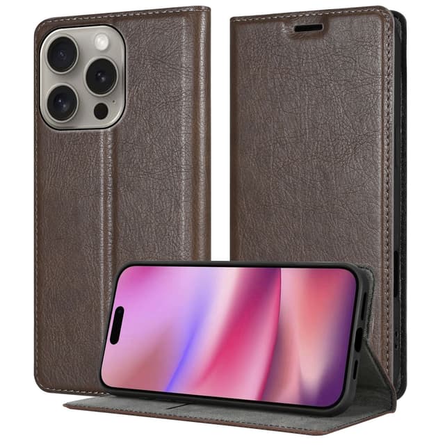 iPhone 16 PRO MAX lommebokdeksel Case Cover (Brun)