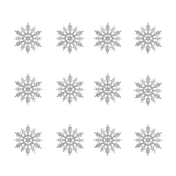 Julepynt Snøkrystall sølv 12-pak