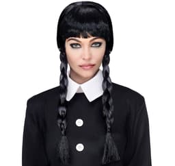 Parykk svart med pigtails (onsdag)