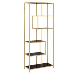 Hylla SEAFORD 77x35xH185cm, svart/guld
