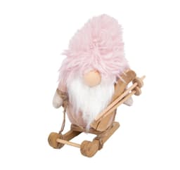 Nisse HUGO med pulk H13cm, rosa, med lys