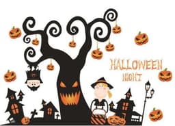 Väggdekoration med halloweenmotiv, Läskigt träd 60x90cm