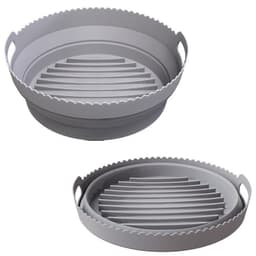 Silikonform for Air Fryer, Sammenleggbar rund Air Fryer silikonform 20 cm Grå 20 cm