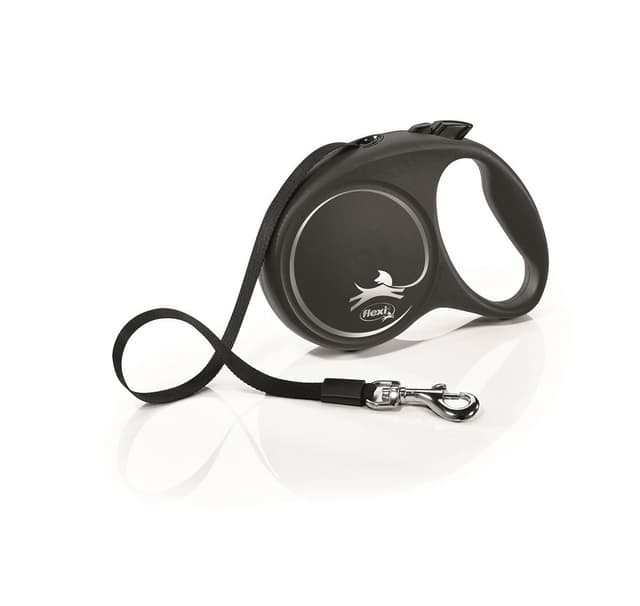 Gångkoppel Svart Design, storlek S, Band, 5m, grön, Flexi