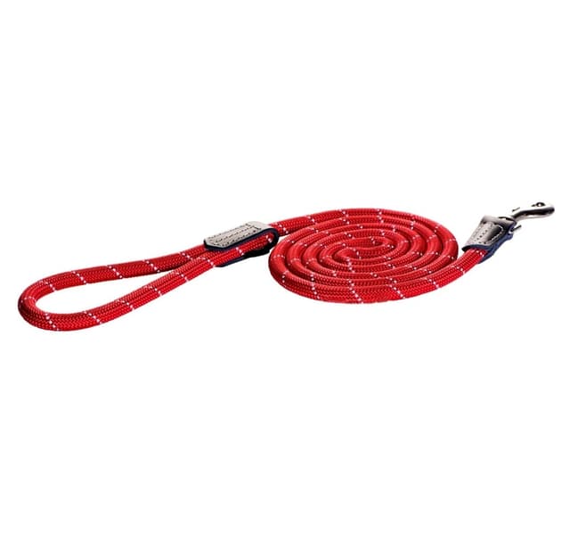 Gångkoppel Rogz Rope, stor, 12mm 1,8m, röd reflektor