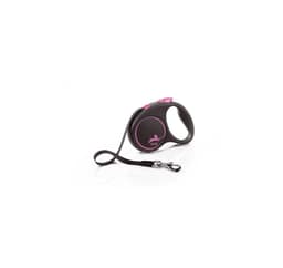 Walking koppel Black Design S Ribbon 5m rosa, Flexi
