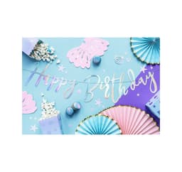 Banner Happy Birthday iriserende 16,5*62cm