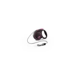 Gångkoppel Svart Design XS Cord 3m, rosa, Flexi