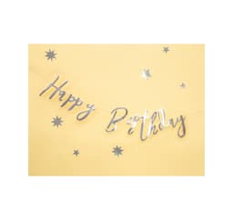 Banner Happy Birthday sølv 16,5*62cm