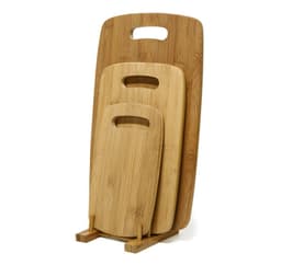 Bambu skärbräda set/3 med hållare (L -41x25cm, M- 32x20cm, S - 25x15cm)