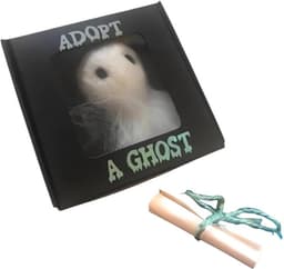 Söt liten plysch spökdocka med en scroll Halloween dekoration