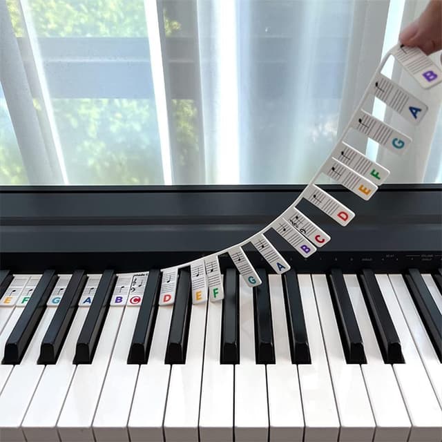 Avtakbare piano- og keyboardetiketter, 88 tangenter Flerfarget