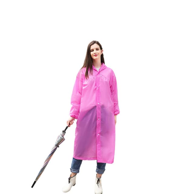 Regnponcho med hætte Lyserød M
