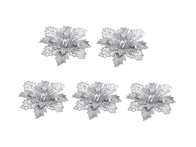 Konstgjorda blommor juldekoration 5-pack Silver