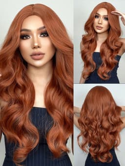 Kvinnor peruk Långa naturliga vågiga peruker Orange