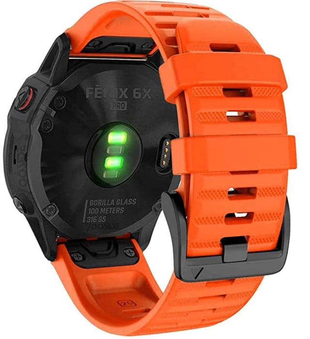 Garmin ranneke 26 mm Fenix 6X/5X Plus/3HR/Descent MK1 silikoni Oranssi