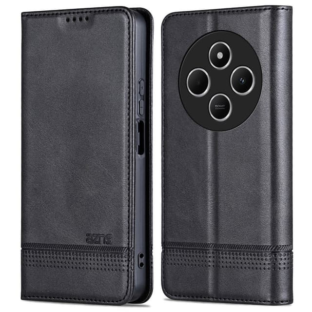 AZNS Etui til Xiaomi Redmi 14C 4G - Sort med Koskindstekstur i PU-læder