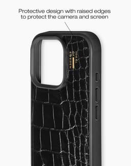 Vegan Leather Case MagSafe iPhone 16 Pro Max Black Croco
