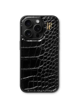 Vegan Leather Case iPhone 14 Pro Black Croco