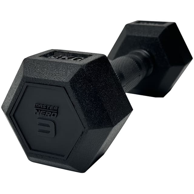 Master Fitness Nero Rubber Coated Hex 3 kg
