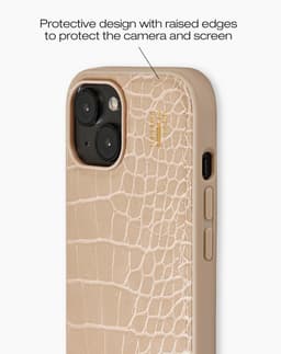 Vegan Leather Case MagSafe iPhone 13 / 14 / 15 / 16e Warm Beige Croco