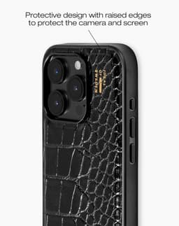 Vegan Leather Case iPhone 14 Pro Black Croco