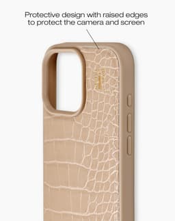 Vegan Leather Case iPhone 16 Pro Warm Beige Croco