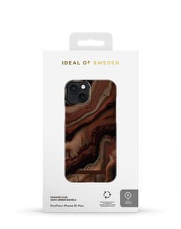 Printed Case MagSafe iPhone 15 Plus Dark Amber Marble