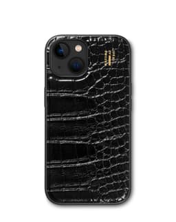 Vegan Leather Case MagSafe iPhone 13 / 14 / 15 / 16e Black Croco