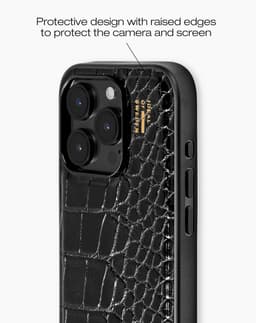 Vegan Leather Case MagSafe iPhone 15 Pro Black Croco
