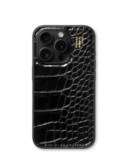 Vegan Leather Case MagSafe iPhone 15PR Black Croco