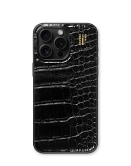 Vegan Leather Case MagSafe iPhone 14 Pro Max Black Croco