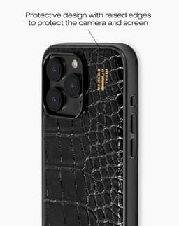 Vegan Leather Case MagSafe iPhone 14 Pro Max Black Croco