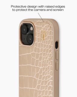 Vegan Leather Case iPhone 13 / 14 / 15 / 16e Warm Beige Croco