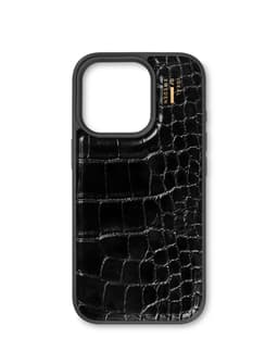 Vegan Leather Case iPhone 16PM Black Croco