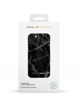 Printed Case iPhone 15 Plus Black Thunder Marble Marble