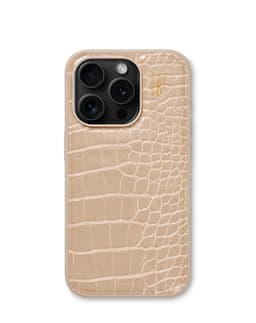 Vegan Leather Case MagSafe iPhone 15PR Warm Beige Croco