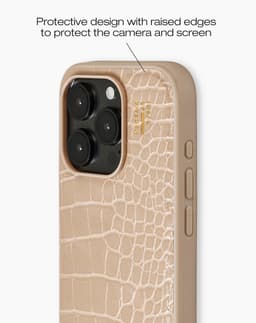 Vegan Leather Case MagSafe iPhone 15 Pro Warm Beige Croco
