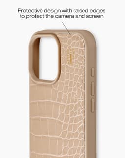 Vegan Leather Case MagSafe iPhone 16 Pro Max Warm Beige Croco