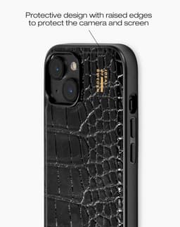 Vegan Leather Case iPhone 13 / 14 / 15 / 16e Black Croco