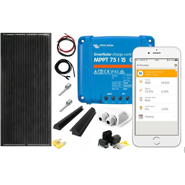 SKANBATT 150x68 - 200W Mono Perc Komplett kit med VICTRON BT MPPT