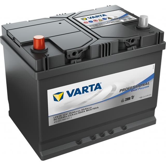 VARTA Fritidsbatteri 12V 75AH 600CCA (260x175x225mm) +venstre LFS75