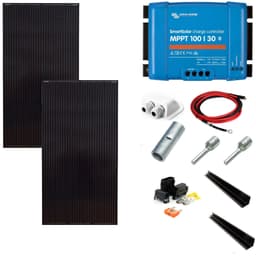 SKANBATT 2x 166x68 - 440w HighVolt 2x220W Black komplett kit med VICTRON BT MPPT