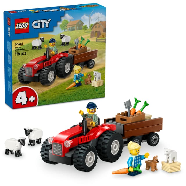 LEGO City Röd jordbrukstraktor med släp och får 60461