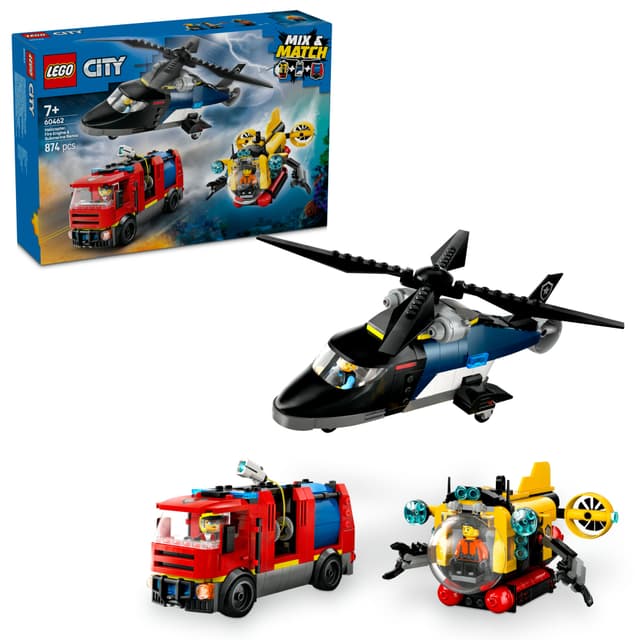 LEGO City Pakke med helikopter, brannbil og ubåt 60462