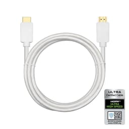 NÖRDIC Certified Cables 2m HDMI2.1 Ultra High Speed ​​8K 60Hz 4K 120Hz 48Gbps Dynamic HDR Earc Game Mode VRR Dolby atmos nylon Flettet kabel Forgyldt