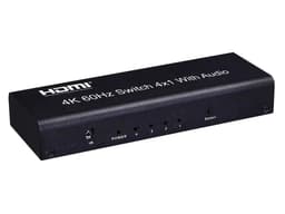 NÖRDIC HDMI Switch 4-1 4K60Hz Ultra HD 4: 4: 4 HDCP2: 2 HDR10 SPDIF og stereo Dolby DTS HD PS3 / 4/5, Xbox, Chromecast, kompatibel med Nintendo switch
