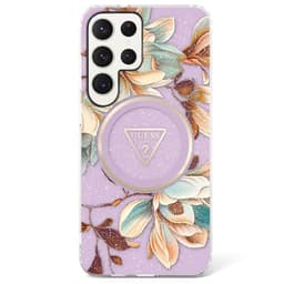 Guess Glitter Flower MagSafe skal Samsung Galaxy S25 Ultra - Purple