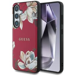 Guess Grained Flower MagSafe skal Samsung Galaxy S25 - Fuchsia
