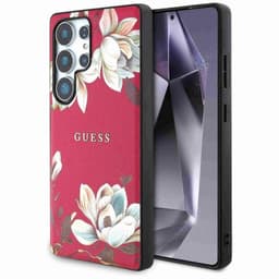Guess Grained Flower MagSafe deksel Samsung Galaxy S25 Ultra - Fuchsia